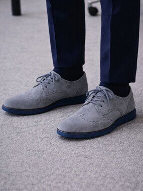 Cole Haan LunarGrand Wingtip Oxford Gray Suede Men’s 7.5M